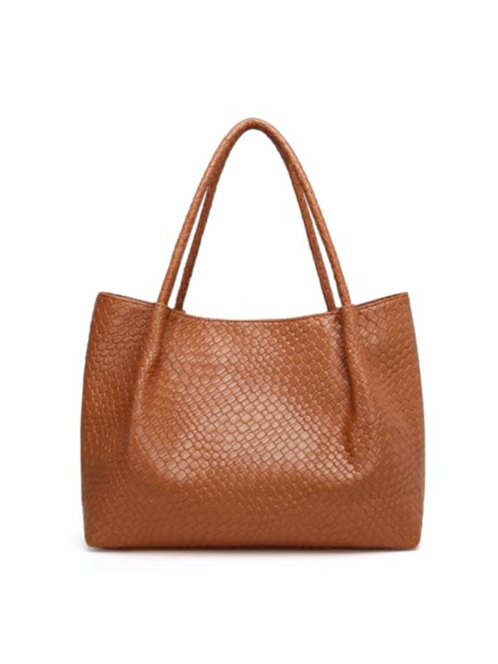 Vegan Leather Tote Bag for Women Large Capacity Shoulder Purse with Zipper